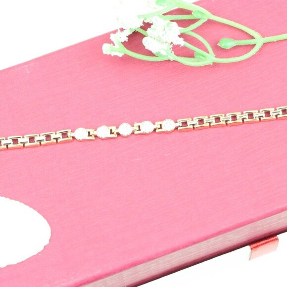 "Rose Gold & Silver Dual Tone Sparkle Bracelet with Round CZ, XPBL0850 - Picture 3 of 12